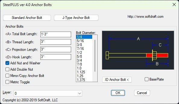 Anchor Bolts Dialog